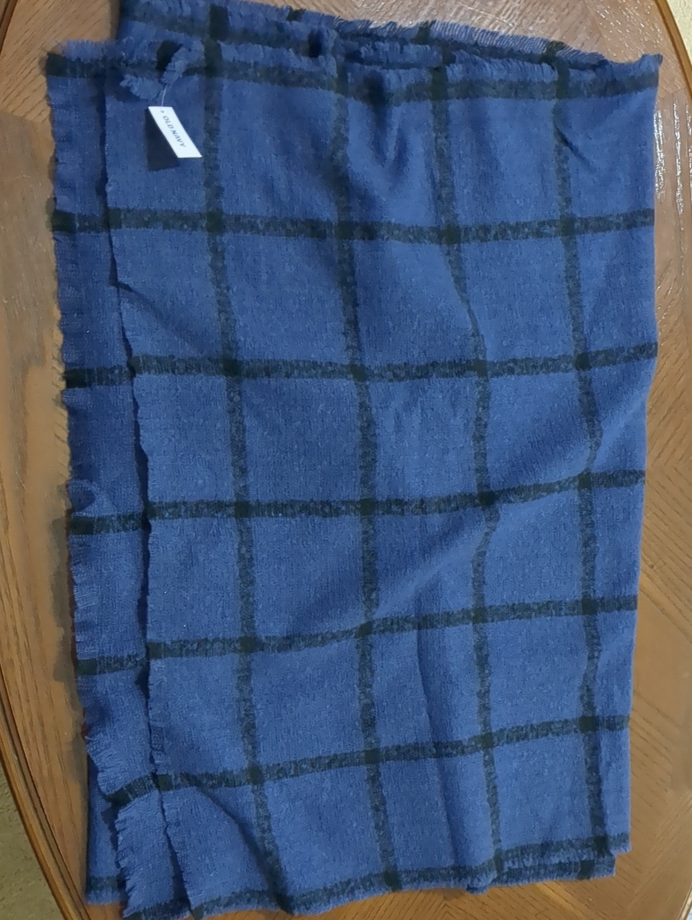 Old Navy Navy Blue Plaid Knit Scarf
